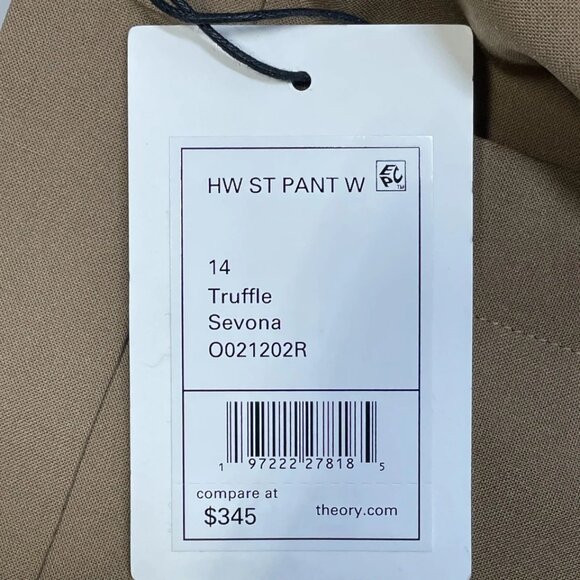 Theory Women’s Sevona Wool Blend Dress Pants – Brown – Size 14 - Picture 3 of 5